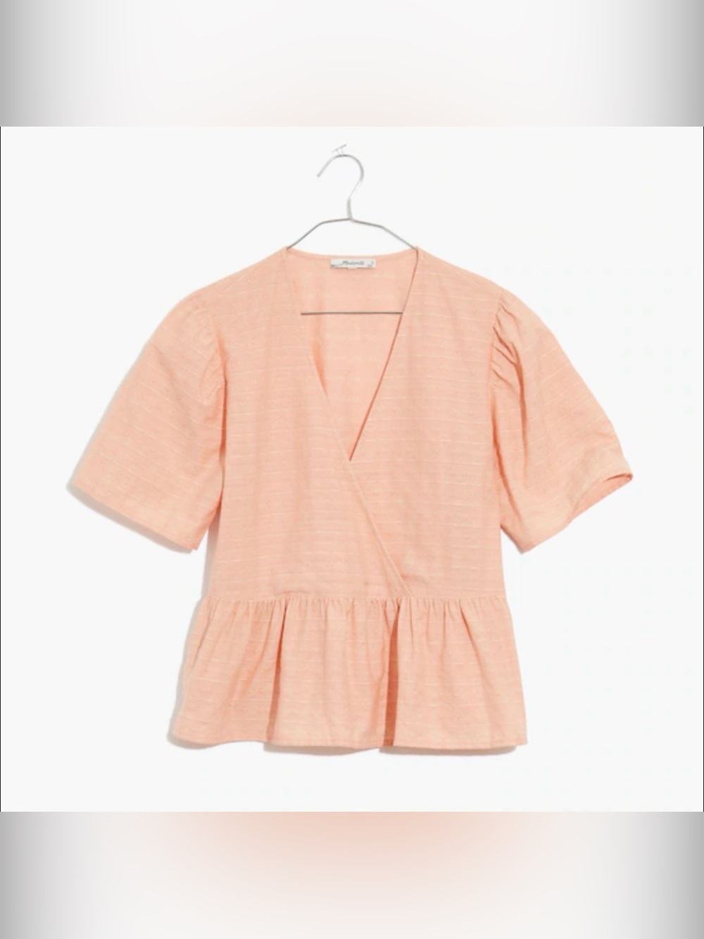 Madewell Crossover Peplum Top coral size medium